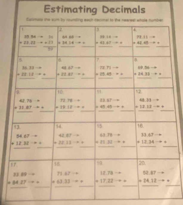 Estimating Decimals