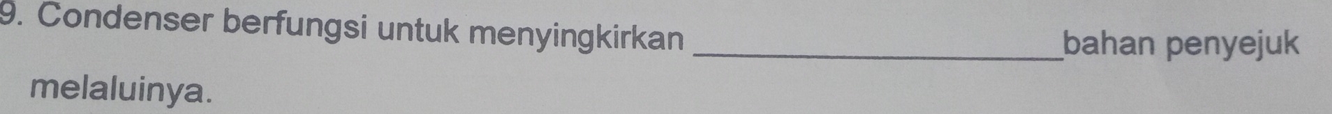 Condenser berfungsi untuk menyingkirkan 
_bahan penyejuk 
melaluinya.