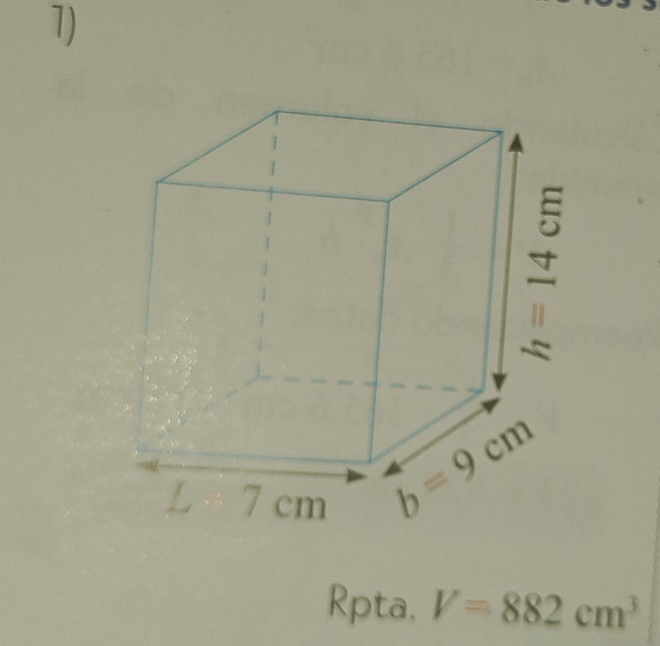 Rpta. V=882cm^3