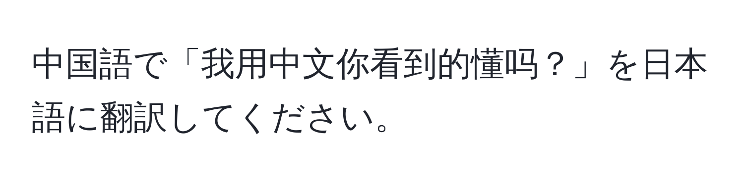 中国語で「我用中文你看到的懂吗？」を日本語に翻訳してください。