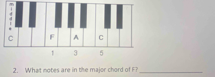 What notes are in the major chord of F?_