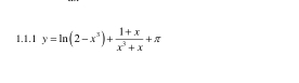 y=ln (2-x^3)+ (1+x)/x^3+x +π