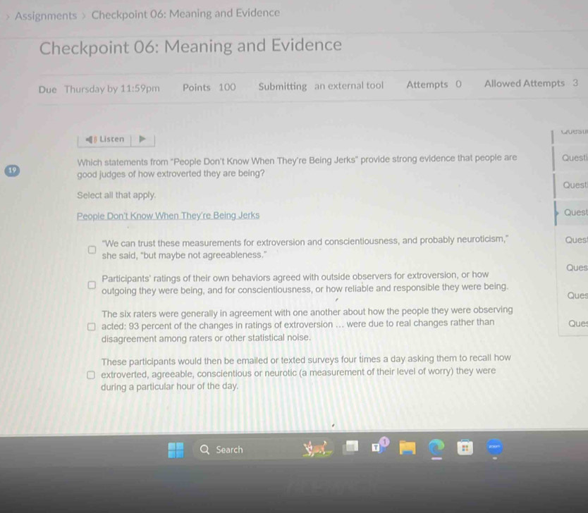Solved: Assignments > Checkpoint 06: Meaning and Evidence Checkpoint 06 ...