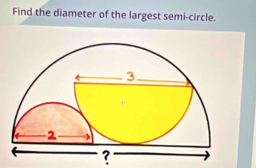 Find the diameter of the largest semi-circle. 
?