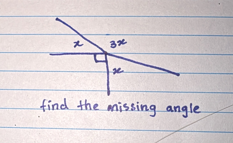 x 3x
find the missing angle