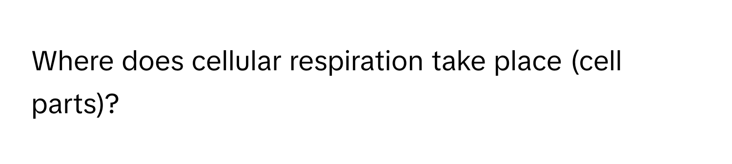 Where does cellular respiration take place (cell parts)?