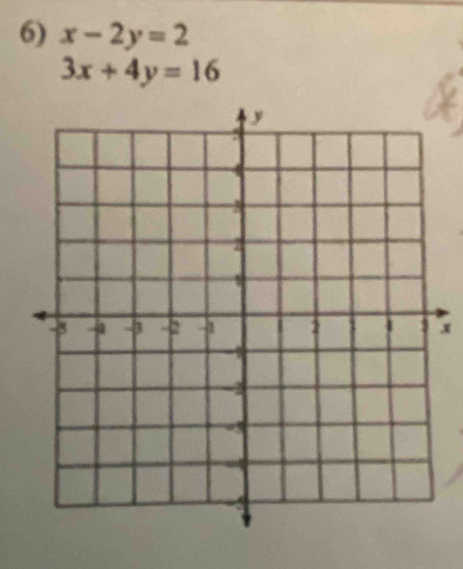 x-2y=2
3x+4y=16
x