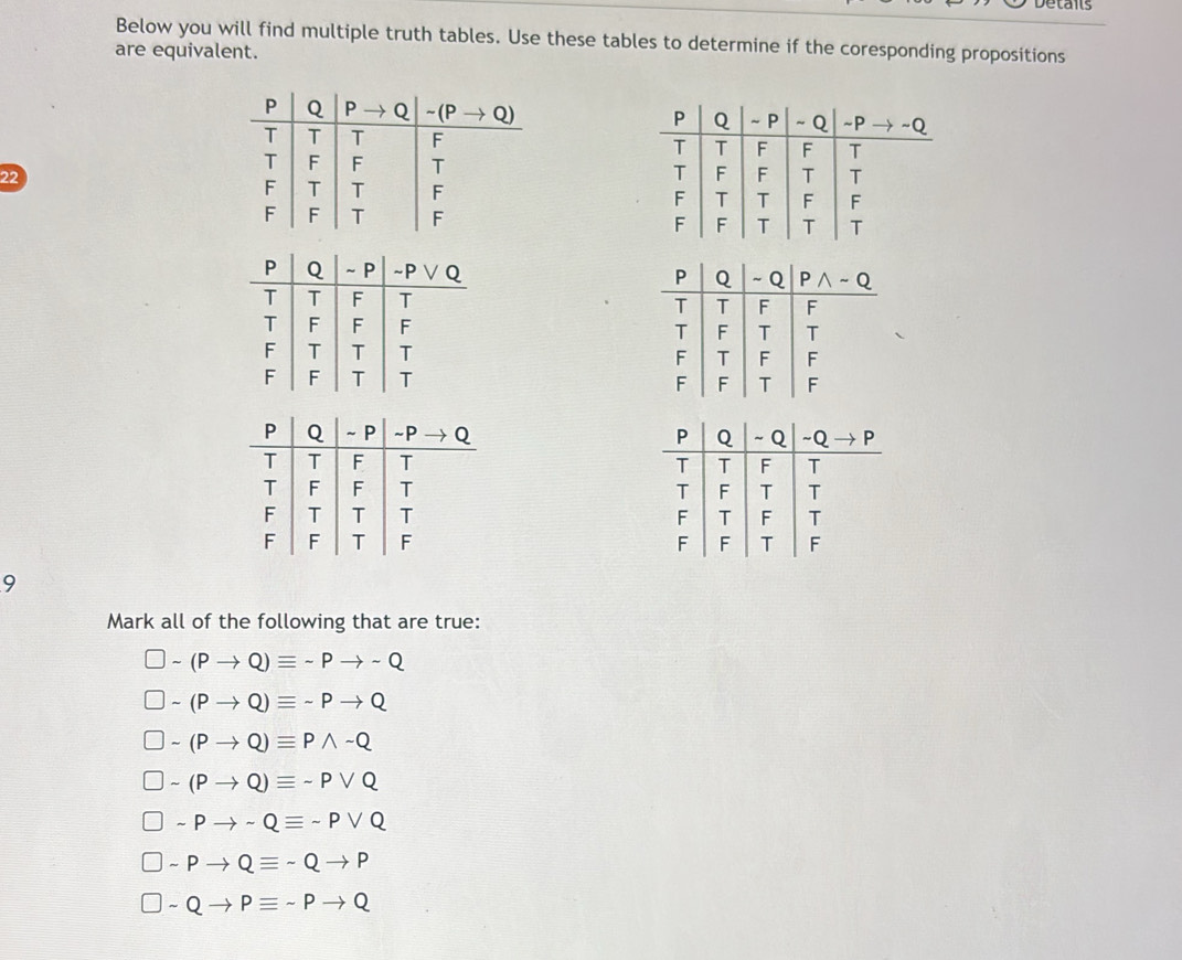 Solved: Below you will find multiple truth tables. Use these tables to ...