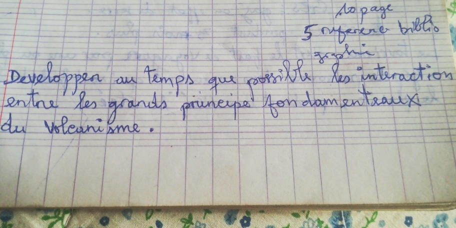 do page 
5mperene billo 
Developpen au tempe yu potsinl Yo intraction 
entre he grands prunepe for damenteacx 
du veleanisme.