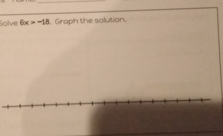 Solve 6x>-18. Graph the solution.