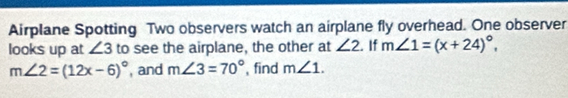 Solved: Airplane Spotting Two observers watch an airplane fly overhead ...