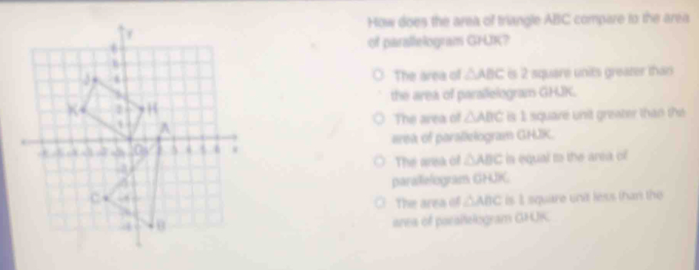 How does the area of triangle ABC compare to the area of parallelogram ...