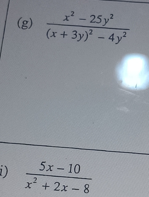 frac x^2-25y^2(x+3y)^2-4y^2
1 )  (5x-10)/x^2+2x-8 