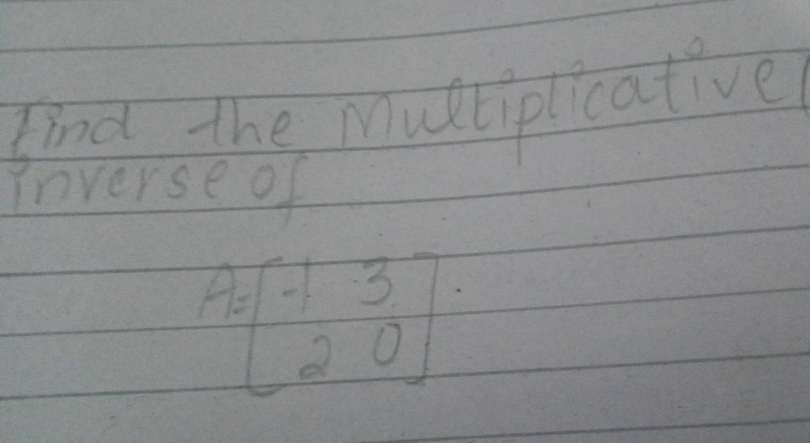 fnd the Multipicative
inverse of