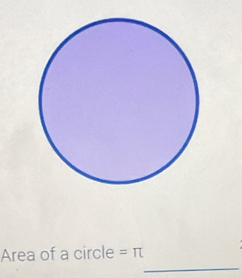 Area of a circle =π