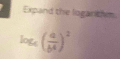 Expand the logarithm.
log _4( a/b^4 )^2