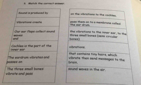 Match the correct answer.