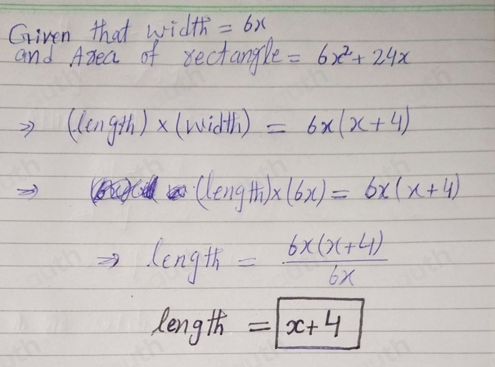 Solved: The area of the rectangle is given by the polynomial function A ...