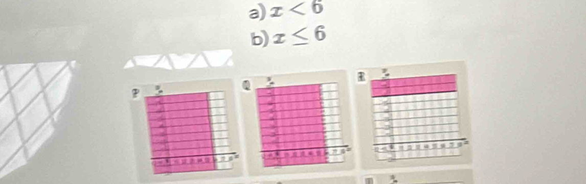 x<6</tex> 
b) x≤ 6