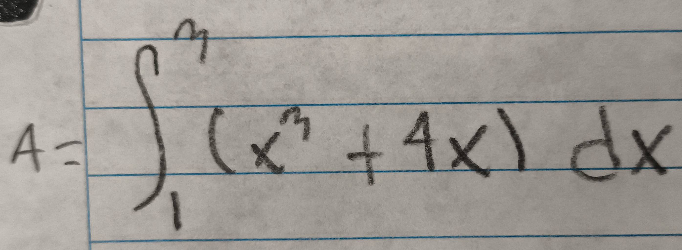 A= ∈t _1^(3(x^3)+4x)dx