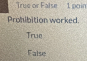 True or False 1 poin
Prohibition worked.
True
False