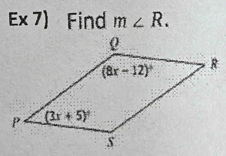 Ex 7) Find m∠ R.