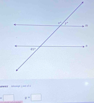 swer Attempt 1 out of 2
=□ y=□