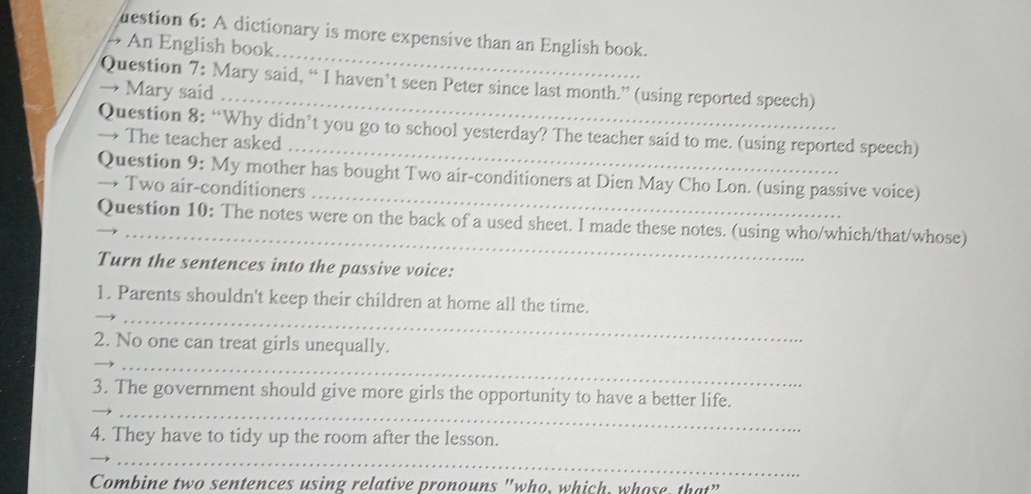 Giải quyết:destion 6: A dictionary is more expensive than an English ...