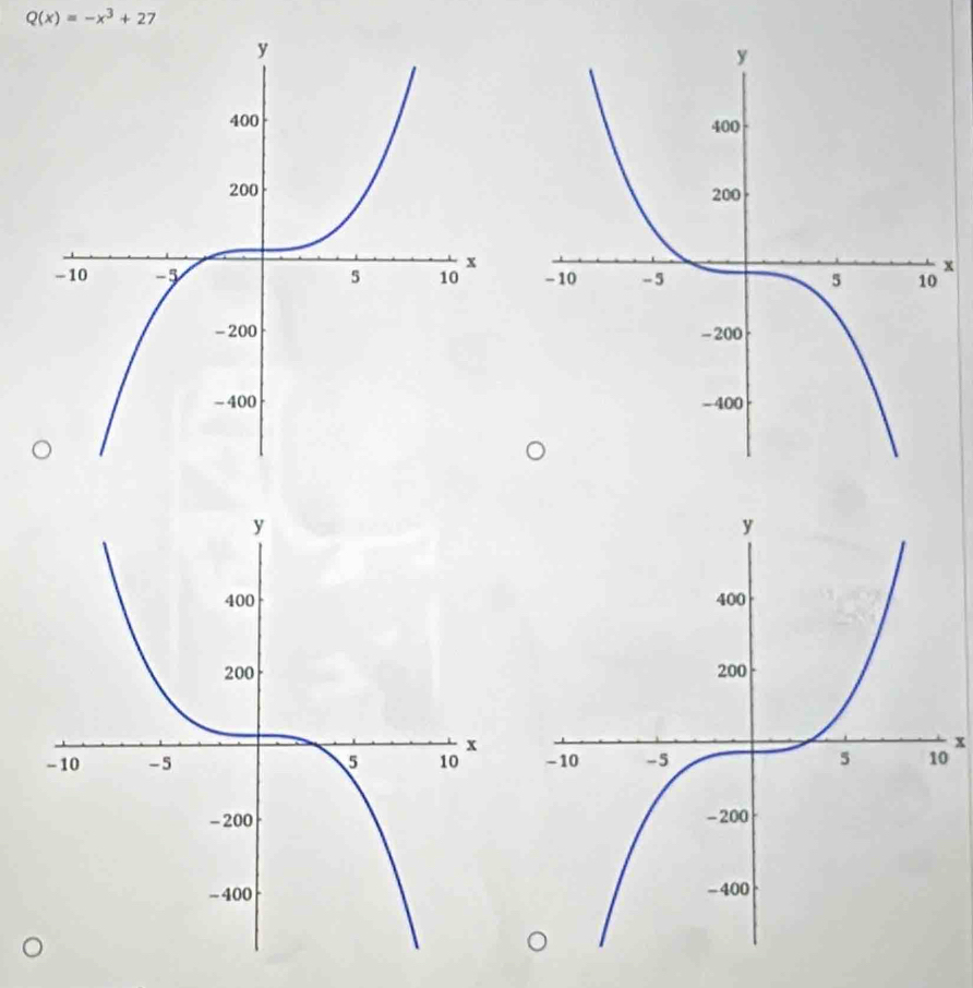 Q(x)=-x^3+27
x

x
0