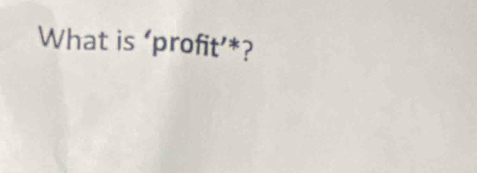 What is ‘profit’*?