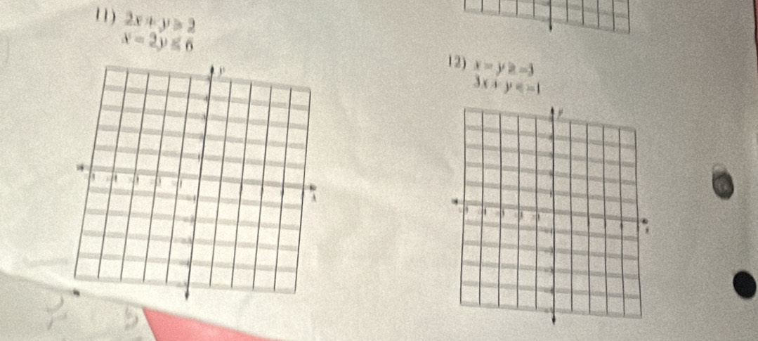 2x+y>2
x-2y≤ 6
12) x=y≥ -3
3x+y=-1