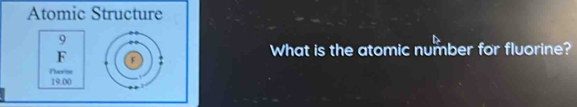 What is the atomic number for fluorine?