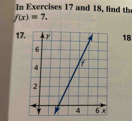 In Exercises 17 and 18, find th
f(x)=7.
17
18