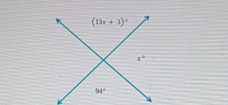 (13x+3)^circ 
z°
94°