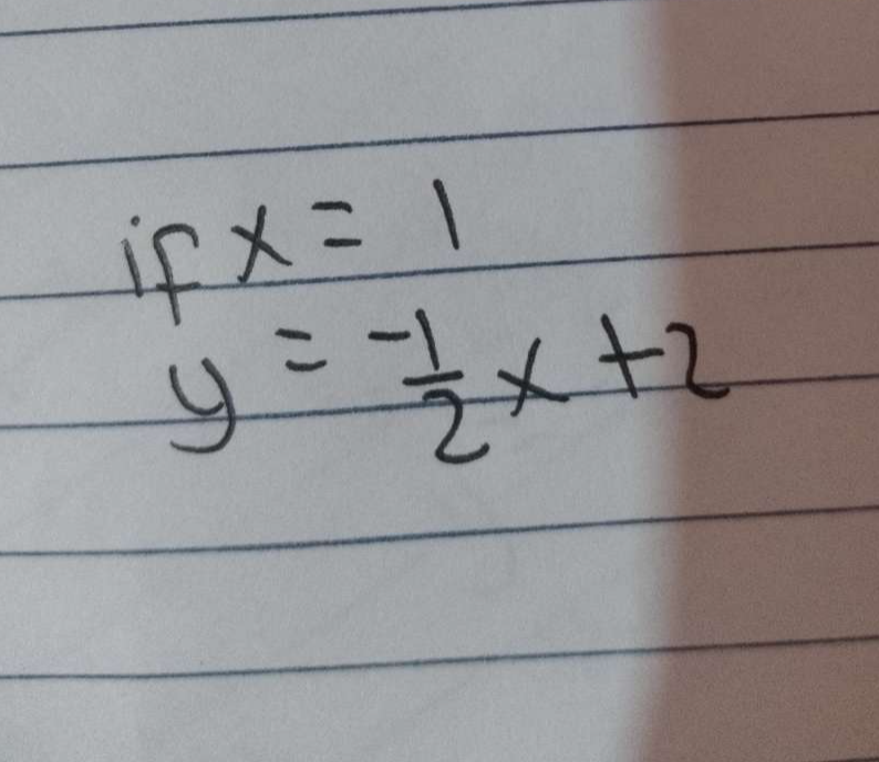 ifx=1
y= (-1)/2 x+2