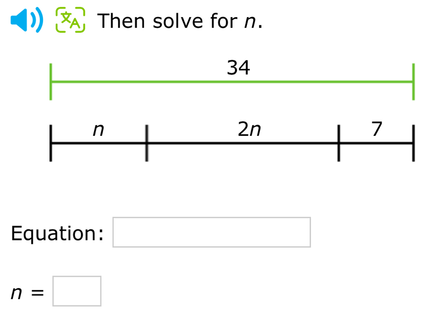 Then solve for n. 
Equation: □
n=□