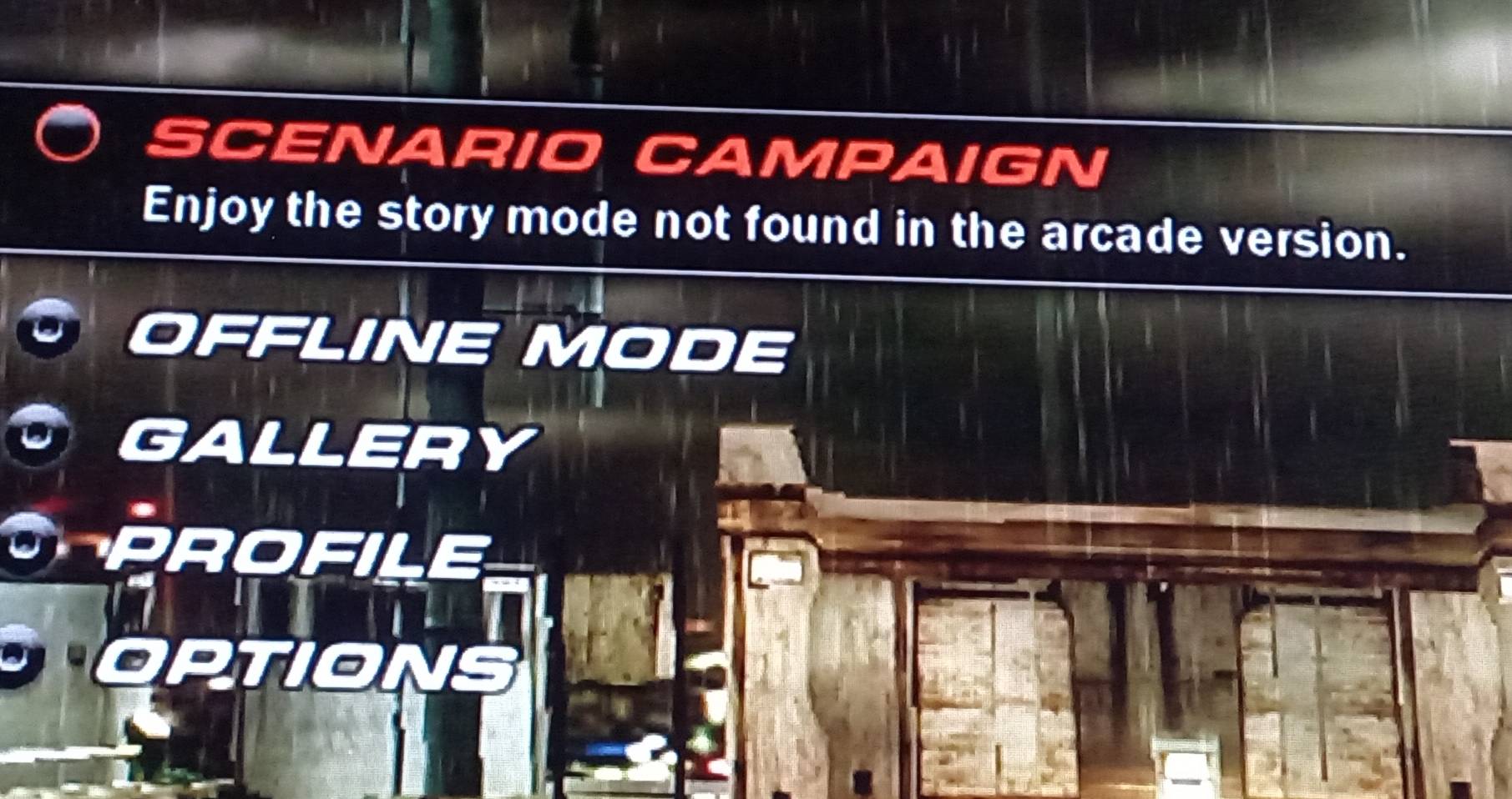 SCENARIO CAMPAIGN
Enjoy the story mode not found in the arcade version.
OFFLINE MODE
GALLERY
PROFILE
OPTIONS