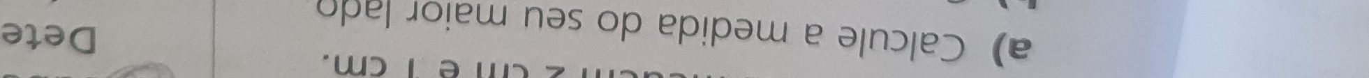 m e 1 cm. 
a) Calcule a medida do seu maior lado 
Dete