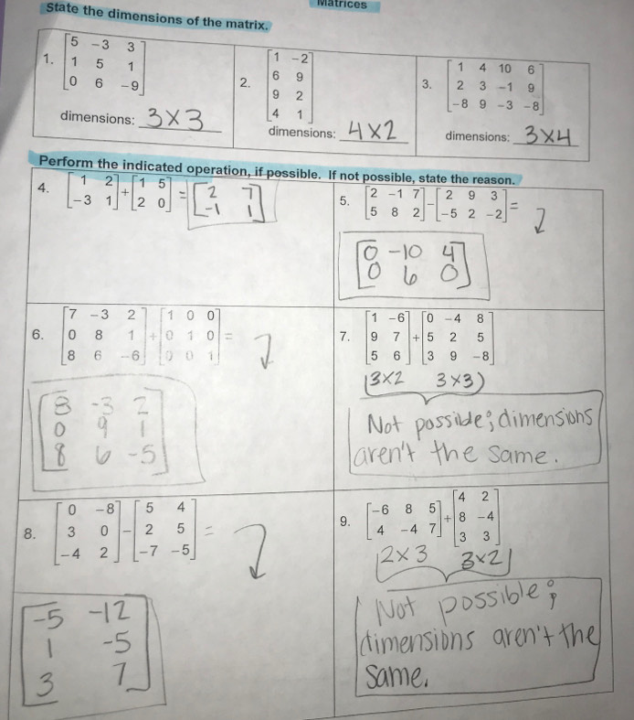 Matrices
State the dimensions of
8