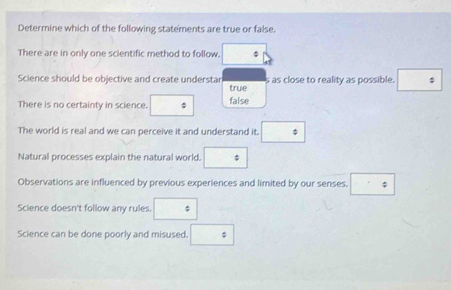 Solved: Determine which of the following statements are true or false ...