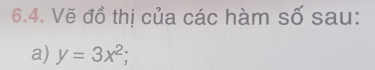 Vẽ đồ thị của các hàm số sau: 
a) y=3x^2;