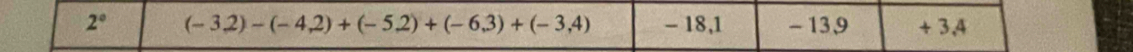 2° (-3,2)-(-4,2)+(-5,2)+(-6,3)+(-3,4) - 18,1 - 13,9 + 3,4