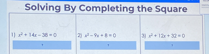 Solving By Completing the Square