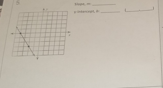 Slope, m :_ 
y-intercept, b: __ 
_