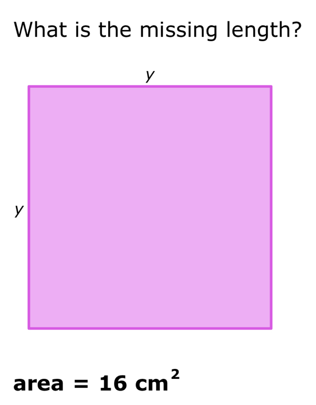 What is the missing length? 
a )| ea =16cm^2