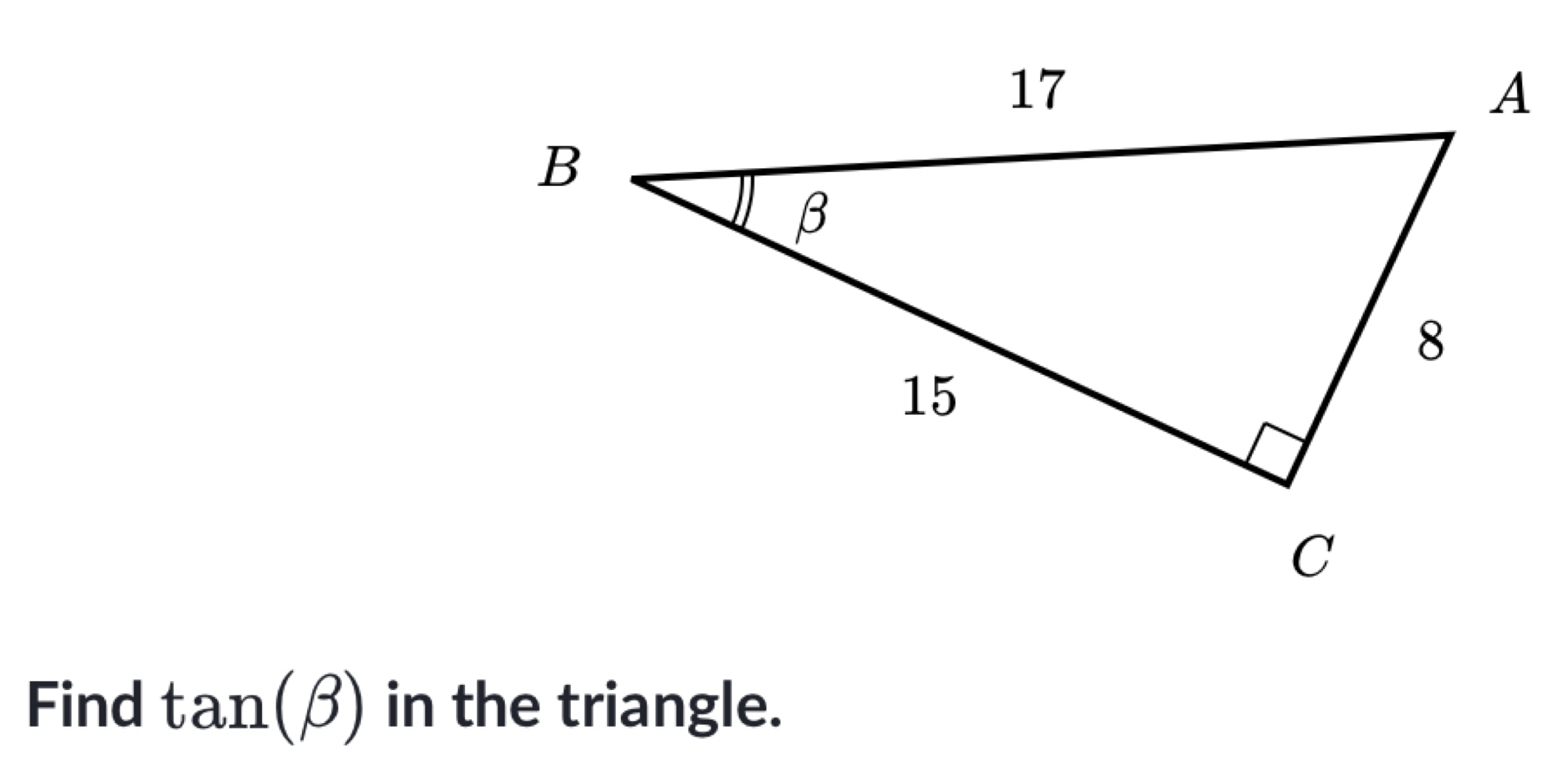 Find tan (beta ) in the triangle.