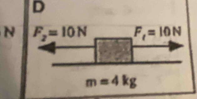 D
N F_2=10N
F_f=10N
m=4kg