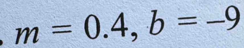 m=0.4, b=-9