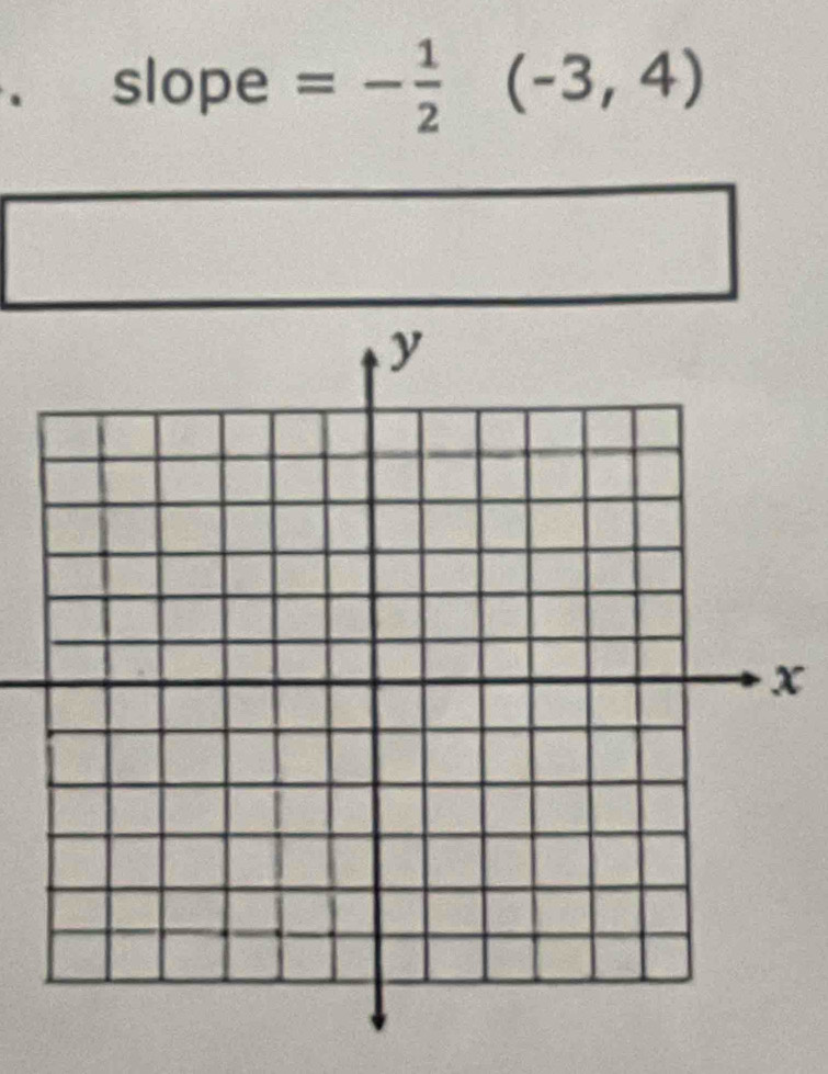 、 slope =- 1/2 (-3,4)
x