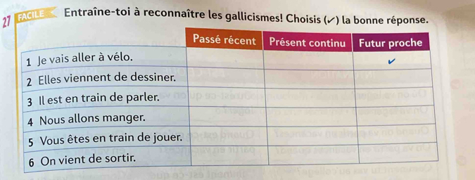 FACILE Entraîne-toi à reconnaître les gallicismes! Choisis (✔) la bon